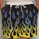Flames Printed Easy Short Pants�ʥե졼�ॹ�����������硼�ȥѥ�ġ˥֥�å��ߥ�������/�֥롼 [a-8001]