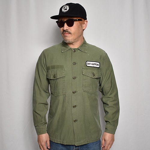Us Customized US Army Shit Happens L/S Utility Shirt��US�����ߡ� �桼�ƥ���ƥ�����ġ˥��꡼��/������15 1/2 [z-7321]