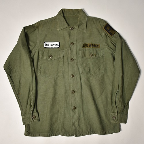 Us Customized US Army Shit Happens L/S Utility Shirt��US�����ߡ� �桼�ƥ���ƥ�����ġ˥��꡼��/������15 1/2 [z-7321]