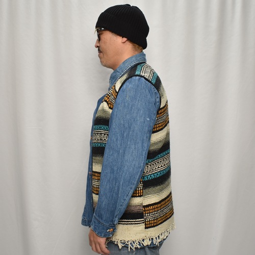 ��60's-70's Vintage Mexican Rag Vest��60's-70's������ơ��� �ᥭ������饰�٥��ȡ˥֥롼�ߥ���� [y-0919]
