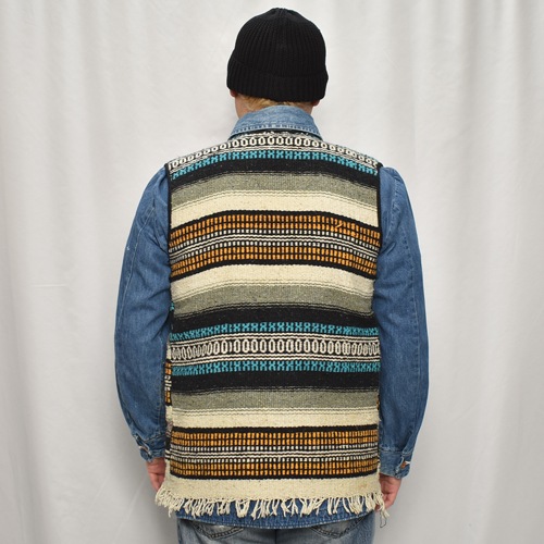 ��60's-70's Vintage Mexican Rag Vest��60's-70's������ơ��� �ᥭ������饰�٥��ȡ˥֥롼�ߥ���� [y-0919]