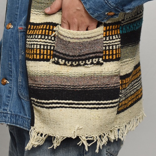 ��60's-70's Vintage Mexican Rag Vest��60's-70's������ơ��� �ᥭ������饰�٥��ȡ˥֥롼�ߥ���� [y-0919]