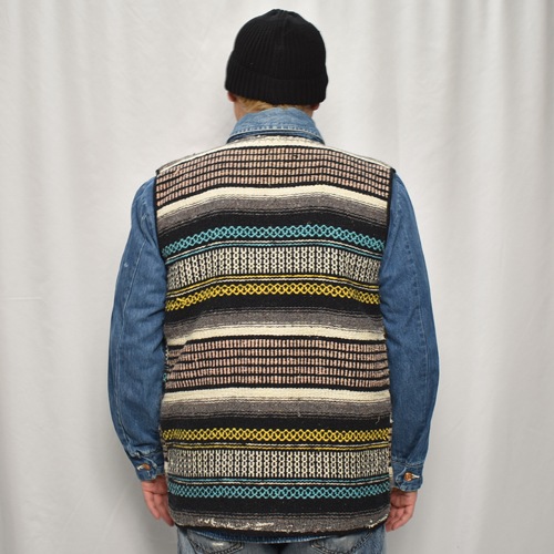 ��60's-70's Vintage Mexican Rag Vest��60's-70's������ơ��� �ᥭ������饰�٥��ȡ˥֥롼�ߥ��������ߥԥ� [y-0924]