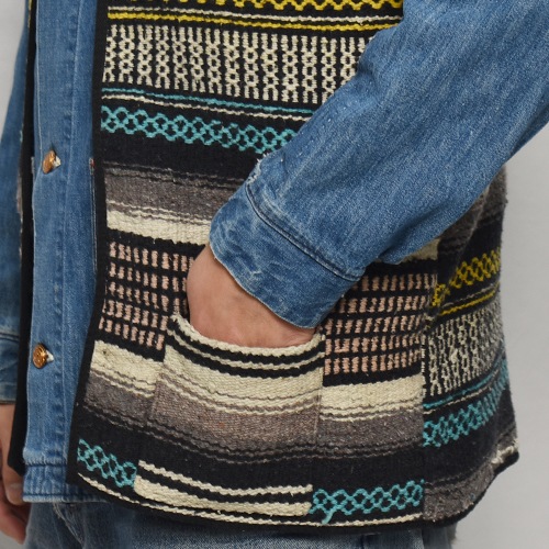 ��60's-70's Vintage Mexican Rag Vest��60's-70's������ơ��� �ᥭ������饰�٥��ȡ˥֥롼�ߥ��������ߥԥ� [y-0924]