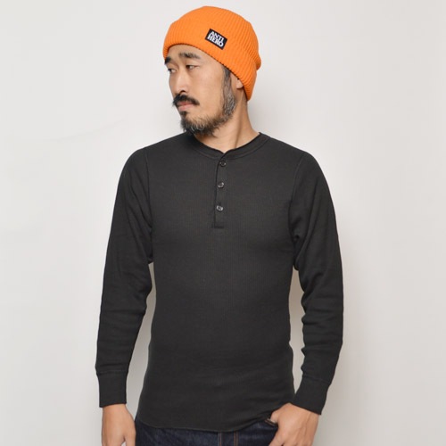Hanes/Thermal Henley Tops（ヘインズ サーマルヘンリーネック）ブラック [n8854] アンダーウェア