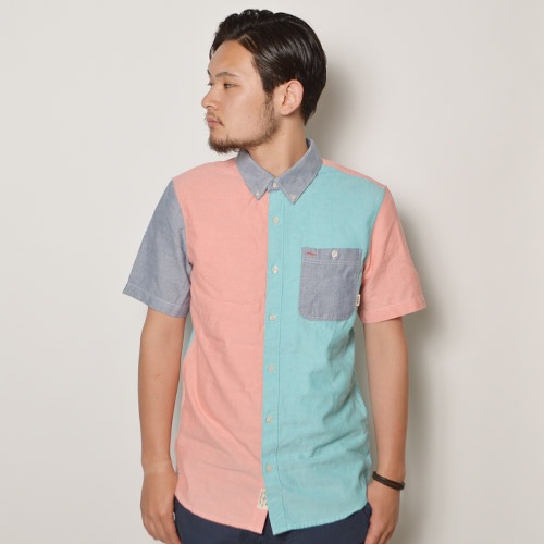 Vans/Rusden Block B.D. S/S Shirt�ʥХ� S/S����ġ˥ԥ󥯡ߥ��꡼��ߥ֥롼 [n-9089]