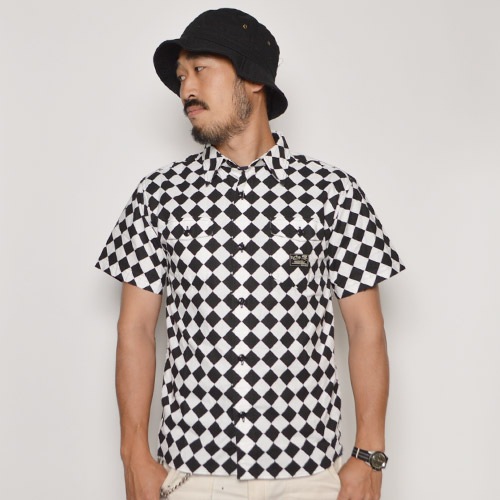Cut-Rate/S/S Diamond Checker Shirt�ʥ��åȥ쥤�� �����å�������ġ˥ۥ磻�ȡߥ֥�å� [n-9124]