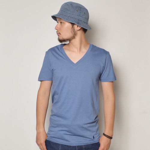 Ralph Lauren/Classic Cotton V-neck T-shirt�ʥ��ե������ V�ͥå�T����ġ˥��졼�֥롼 [n-9159]