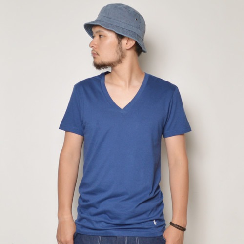 Ralph Lauren/Classic Cotton V-neck T-shirt�ʥ��ե������ V�ͥå�T����ġ˥ͥ��ӡ��֥롼 [n-9161]