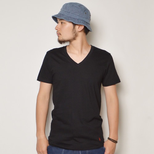 Ralph Lauren/Classic Cotton V-neck T-shirt�ʥ��ե������ V�ͥå�T����ġ˥֥�å� [n-9167]