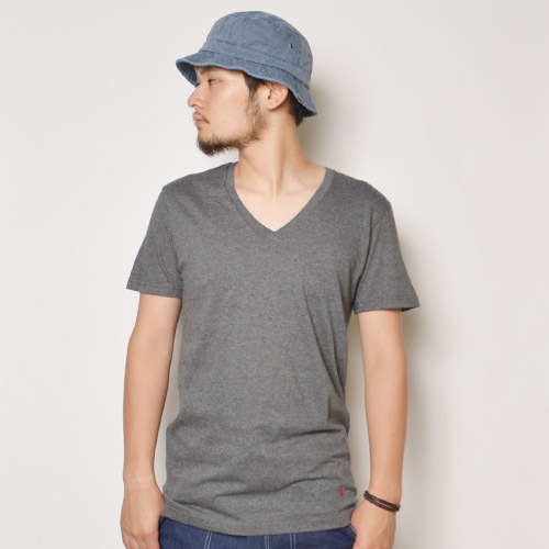 Ralph Lauren/Classic Cotton Vneck Tshirt（ラルフローレン VネックTシャツ）ヘザーチャコール [n