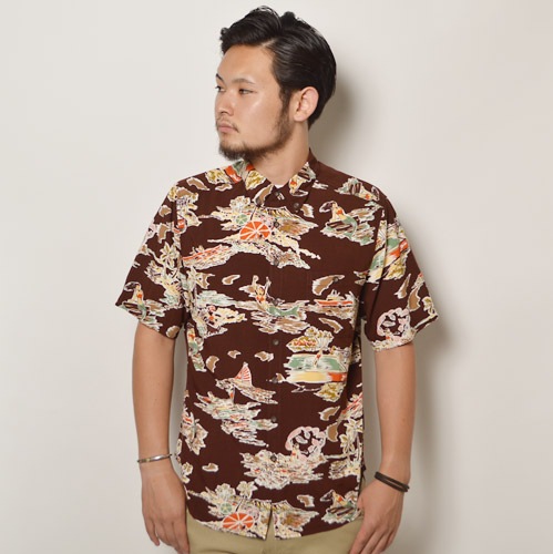 Reyn Spooner / BD アロハシャツ M 地図柄 Hawaii Reyn Spooner/B.D. Aloha Shirt/Aloha From Paradise（レイン
