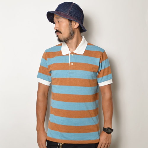 Alternative Apparel/S/S Border Polo Shirt�ʥ��륿�ͥ��ƥ��֥��ѥ�� �ܡ������ݥ�����ġ˥饤�ȥ֥롼�ߥ֥饦�� [n-9275]