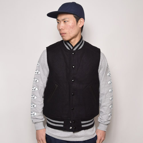 GB Sports by Golden Bear��US/Melton Varsity Vest�ʥ�����ǥ�٥����ߥ��� ���ȥ�٥��ȡ˥֥�å� [n-9480]