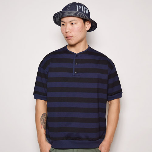 TowncraftUs/Over Sized Henly Border T-Shirtsʥ󥯥եȡߥ إ꡼ͥåܡTġ˥ͥӡߥ֥å [a-1126]