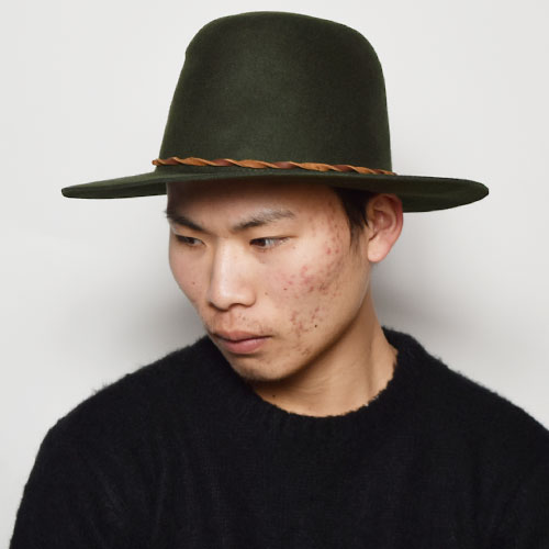 BRIXTON / ブリクストン MESSER FEDORA HAT ハット 中折れ帽 つば広ハット BLACK/BROWN ブラック/ブラウン 送料無料 Messer Fedora - Black⁄Black - XS