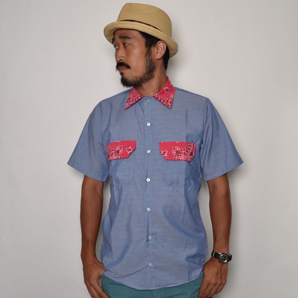 Red Kap��US/Bandana Flap Chambray Shirt�ʥ�åɥ���åסߥ��� ����ġ˥饤�ȥ֥롼�ߥ�å� [n-7096]
