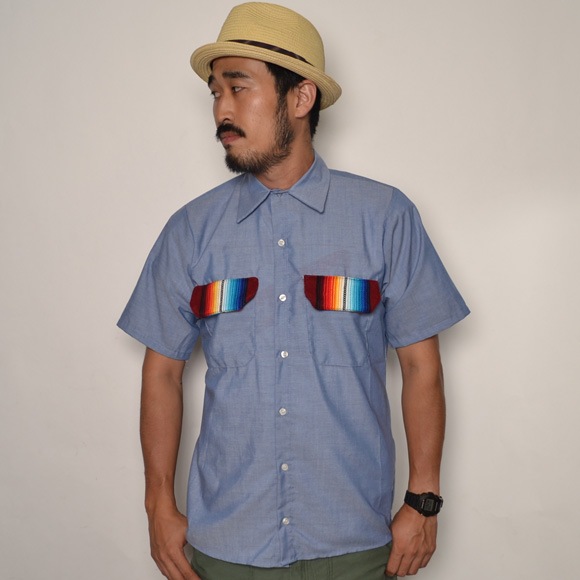 Red Kap��US/Mexican Rug Flap Chambray Shirt�ʥ�åɥ���åסߥ��� �����)�饤�ȥ֥롼�ߥС�����ǥ��� [n-7063]