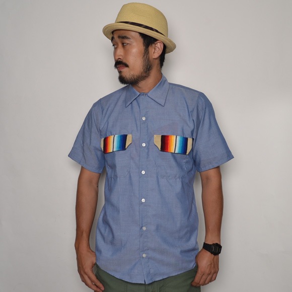 Red Kap��US/Mexican Rug Flap Chambray Shirt�ʥ�åɥ���åסߥ��� �����)�饤�ȥ֥롼�ߥ١����� [n-7062]