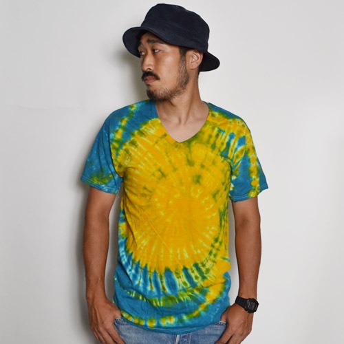Hanes��US/S/S Tie Dye V-Neck T-Shirt�ʥإ��� V�ͥå�T����ġ˥֥롼�ߥ������� [n-8340]