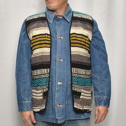 ��60's-70's Vintage Mexican Rag Vest��60's-70's������ơ��� �ᥭ������饰�٥��ȡ˥��������ߥ֥롼 [y-0926]