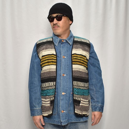 ��60's-70's Vintage Mexican Rag Vest��60's-70's������ơ��� �ᥭ������饰�٥��ȡ˥��������ߥ֥롼 [y-0926]