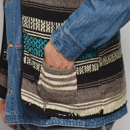��60's-70's Vintage Mexican Rag Vest��60's-70's������ơ��� �ᥭ������饰�٥��ȡ˥��������ߥ֥롼 [y-0926]