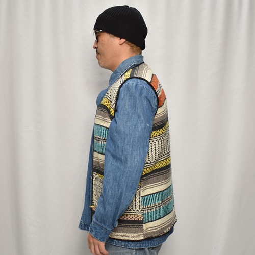 ��60's-70's Vintage Mexican Rag Vest��60's-70's������ơ��� �ᥭ������饰�٥��ȡ˥���󥸡ߥ��������ߥ֥롼 [y-0928]