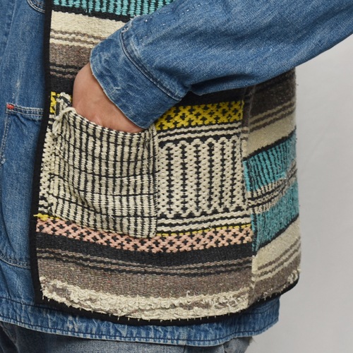 ��60's-70's Vintage Mexican Rag Vest��60's-70's������ơ��� �ᥭ������饰�٥��ȡ˥���󥸡ߥ��������ߥ֥롼 [y-0928]
