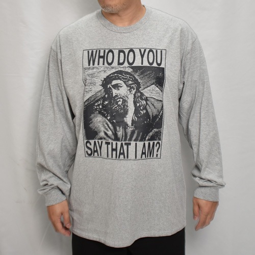 90's Replica Jesus Christ L/S T-Shirt（ジーザス Tシャツ）グレー [a
