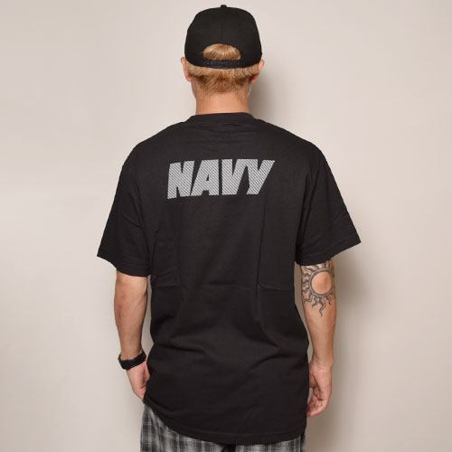 Reflective NAVY Logo T-Shirt�ʥ�ե쥯�����ͥ��ӡ�����T����ġ˥֥�å� [a-3232]