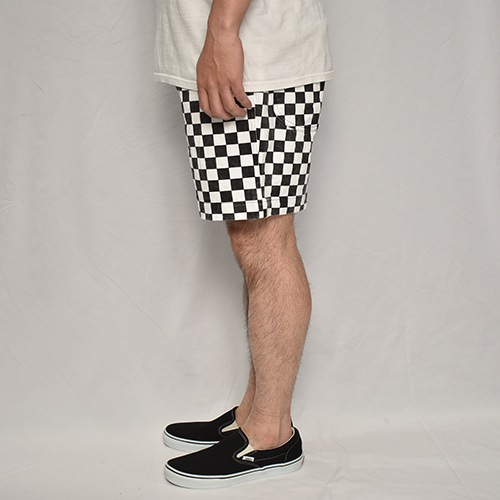 Washed Checkerboard Easy Short Pants�ʥ����å����ܡ��ɥ����������硼�ȥѥ�ġ˥ۥ磻�ȡߥ֥�å� [a-7965]
