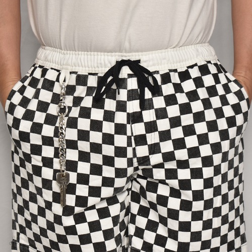 Washed Checkerboard Easy Short Pants�ʥ����å����ܡ��ɥ����������硼�ȥѥ�ġ˥ۥ磻�ȡߥ֥�å� [a-7965]