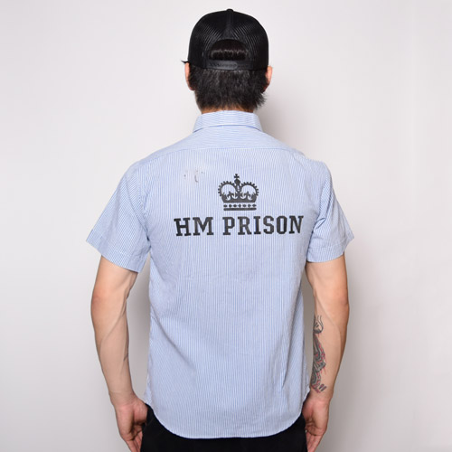 HM Prison Service/S/S Striped ShirtHMץꥺ 硼ȥ꡼֥ġ˥饤ȥ֥롼ߥۥ磻/M [u-9844]
