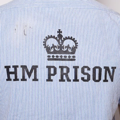 HM Prison Service/S/S Striped ShirtHMץꥺ 硼ȥ꡼֥ġ˥饤ȥ֥롼ߥۥ磻/M [u-9844]