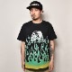 Flames & Skull T-Shirt�ʥե졼�ॹ�������� T����ġ˥֥�å��ߥ�������/�饤�॰�꡼�� [a-3838]