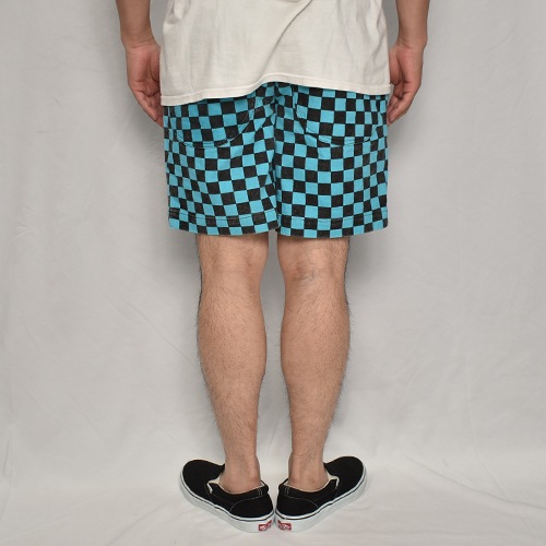 Washed Checkerboard Easy Short Pants�ʥ����å����ܡ��ɥ����������硼�ȥѥ�ġ˥����������֥롼�ߥ֥�å� [a-7966]