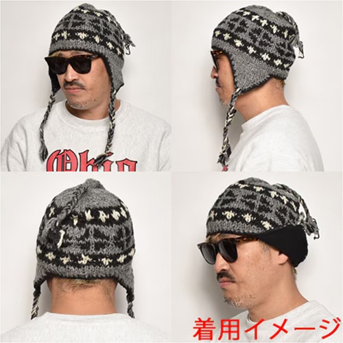 Fleece Lined Nepal Wool Flap Knit Cap�ʥե�åץ˥åȥ���åס� [a-8329]