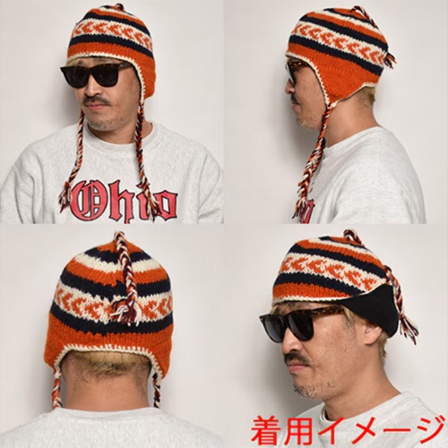 Fleece Lined Nepal Wool Flap Knit Cap�ʥե�åץ˥åȥ���åס� [a-8329]