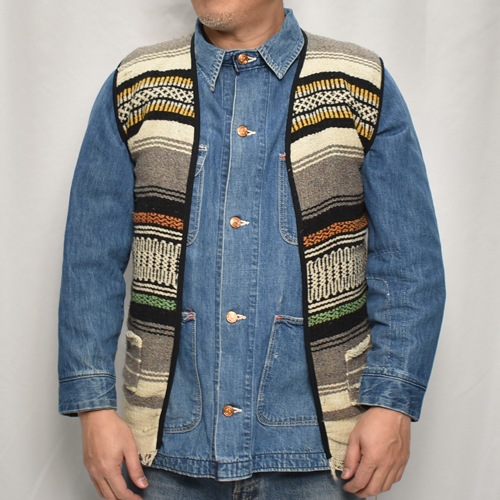 ��60's-70's Vintage Mexican Rag Vest��60's-70's������ơ��� �ᥭ������饰�٥��ȡ˥��꡼��ߥ���󥸡ߥ������� [y-0931]