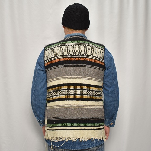 ��60's-70's Vintage Mexican Rag Vest��60's-70's������ơ��� �ᥭ������饰�٥��ȡ˥��꡼��ߥ���󥸡ߥ������� [y-0931]