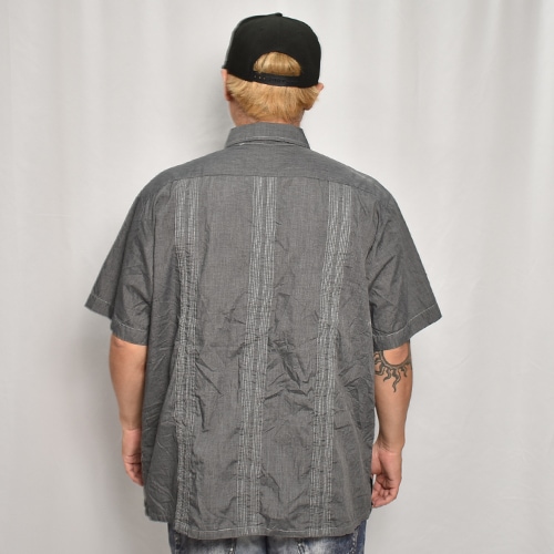 80s GUAYABERA フルジップ キューバシャツ グレー XL GUAYABERA】ヴィンテージ ジップアップ キューバシャツ【1980's