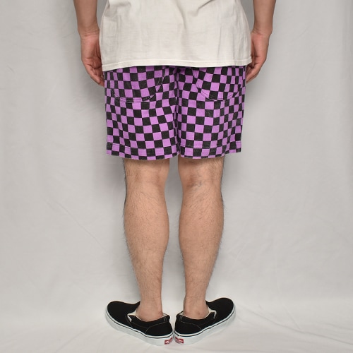 UNUSED EMBLEM PATTERN EASY SHORTS ハーフパンツ LIFE'S A BEACH 【別注】 FLAME PATTERN SHORT PANTS BLACK x