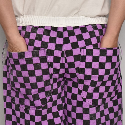 Washed Checkerboard Easy Short Pantsʥåܡɥ硼ȥѥġ˥ѡץߥ֥å [a-7968]