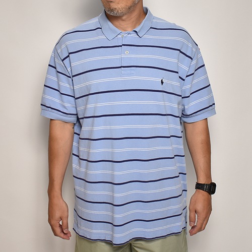 ��Polo Ralph Lauren/S/S Border Polo Shirt�ʥ��ե������ �ݥ�����ġ˥֥롼�ߥͥ��ӡ��ߥۥ磻��/������XL [z-6488]