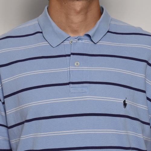 ��Polo Ralph Lauren/S/S Border Polo Shirt�ʥ��ե������ �ݥ�����ġ˥֥롼�ߥͥ��ӡ��ߥۥ磻��/������XL [z-6488]