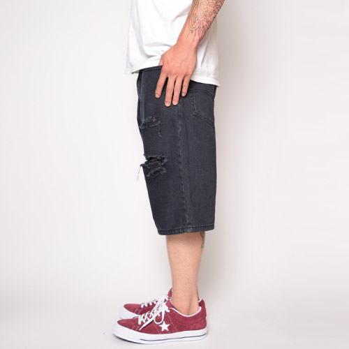 Levi's/569 Loose Fit Crashed Denim Shorts�ʥ꡼�Х��� �롼���ե��åȥ��硼�ġ˥����å���ɥ֥�å� [a-1768]