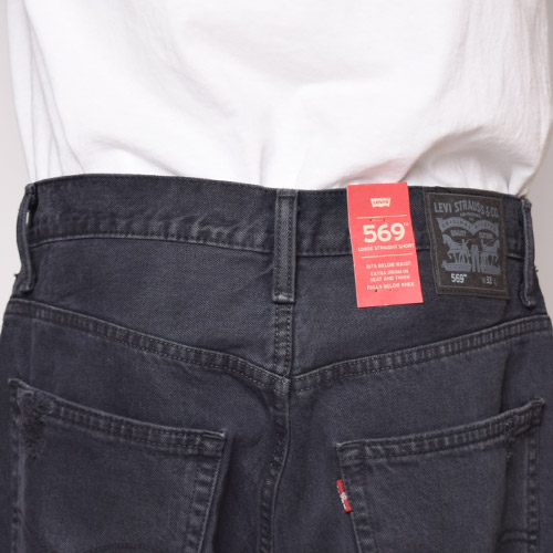 Levi's/569 Loose Fit Crashed Denim Shorts�ʥ꡼�Х��� �롼���ե��åȥ��硼�ġ˥����å���ɥ֥�å� [a-1768]