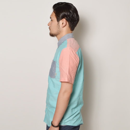 Vans/Rusden Block B.D. S/S Shirt�ʥХ� S/S����ġ˥ԥ󥯡ߥ��꡼��ߥ֥롼 [n-9089]