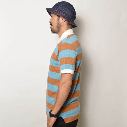 Alternative Apparel/S/S Border Polo Shirt�ʥ��륿�ͥ��ƥ��֥��ѥ�� �ܡ������ݥ�����ġ˥饤�ȥ֥롼�ߥ֥饦�� [n-9275]